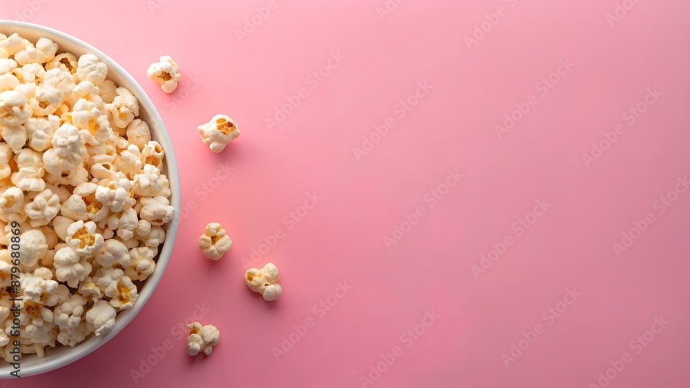 popcorn on a simple minimalist background with space for text popcorn on a simple minimalist background with space for text