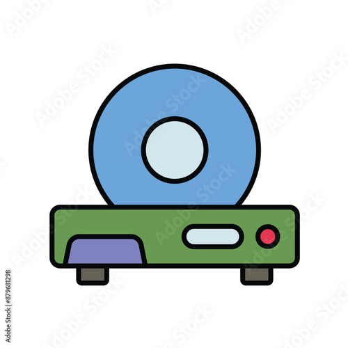 dvd player color line icon with white background vector stock illustration