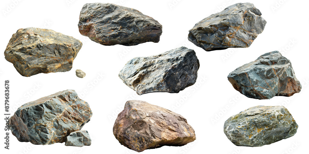 Collection of Various Natural Rocks and Stones , on transparent background Collection of Various Natural Rocks and Stones , on transparent background