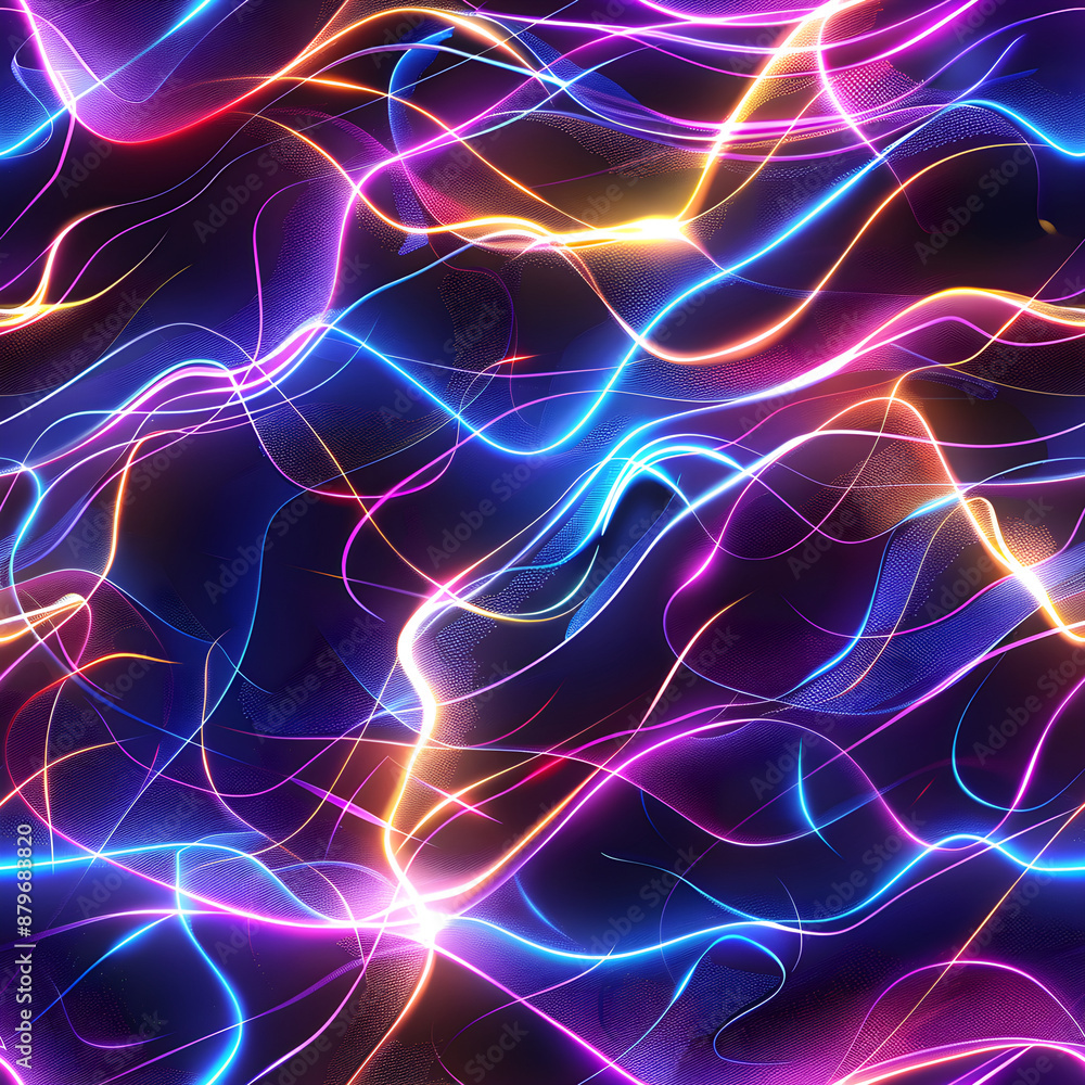 Obraz premium Abstract neon light trails flowing seamlessly forming a pattern