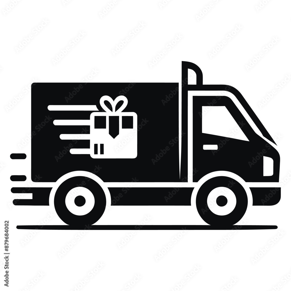 Fototapeta premium Delivery van silhouette vector