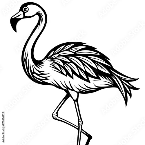 Graceful Flamingo Standing on One Leg Vector Design and illustration photo