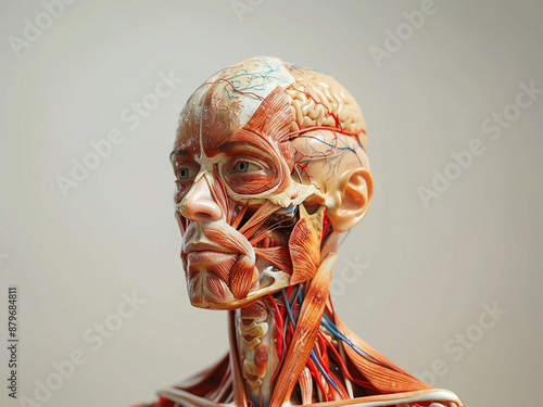 Human adult face muscle anatomy, science anatomy illustrated