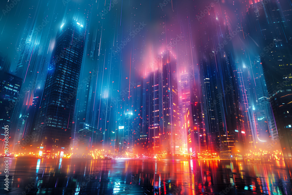 Fototapeta premium Skyscrapers in bright rays