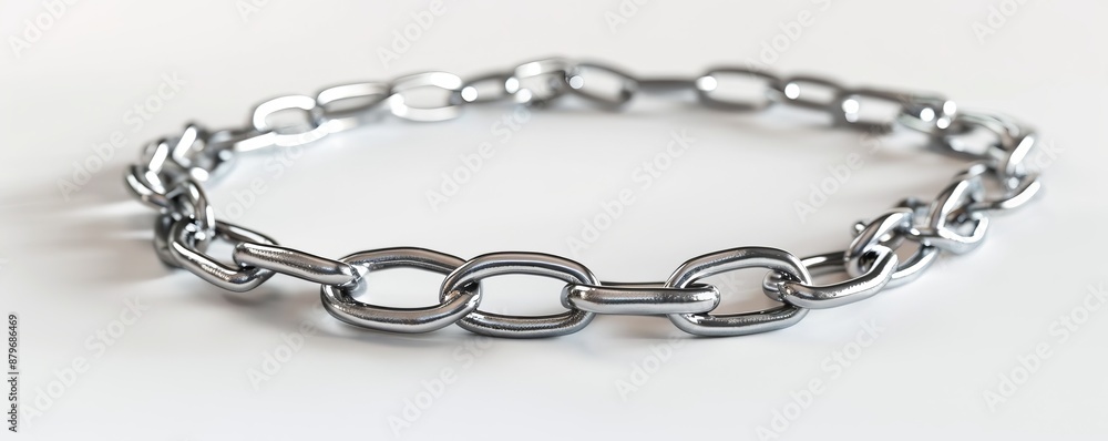 Isolated silver chain on white background mockup, 4K hyperrealistic photo Isolated silver chain on white background mockup, 4K hyperrealistic photo