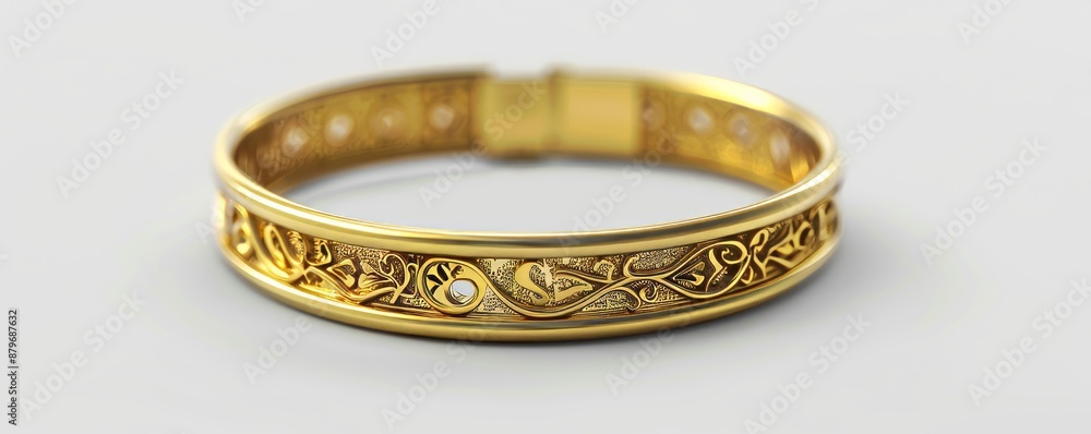 Isolated gold bracelet on white background mockup, 4K hyperrealistic photo Isolated gold bracelet on white background mockup, 4K hyperrealistic photo