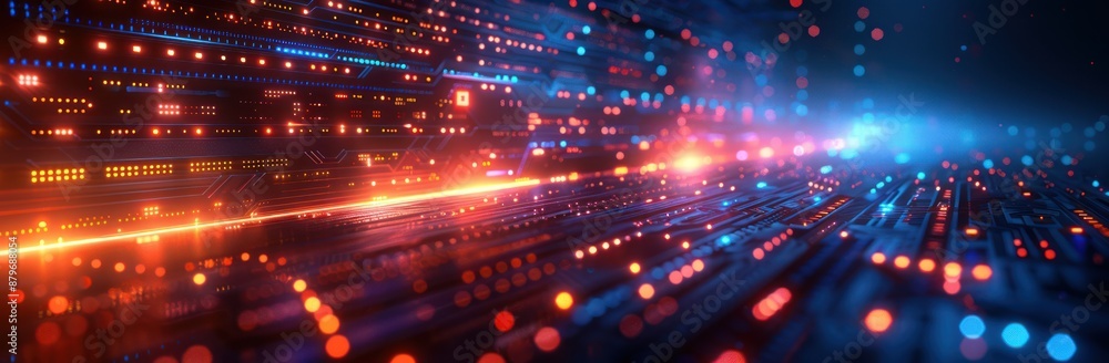 Fototapeta premium Abstract Digital Circuitry with Glowing Lights
