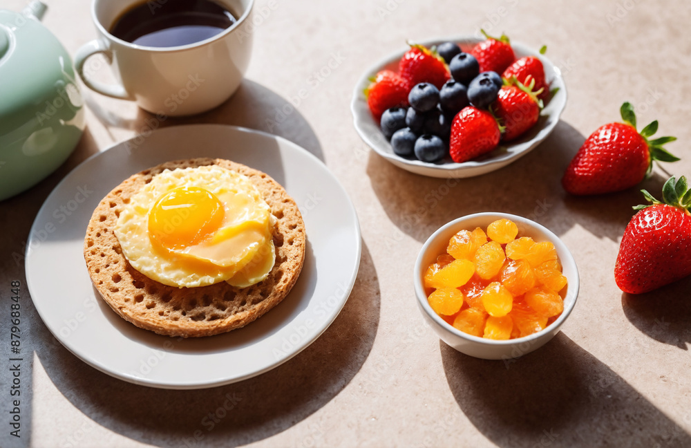 healthy and colourful breakfast served on table with drinks healthy and colourful breakfast served on table with drinks