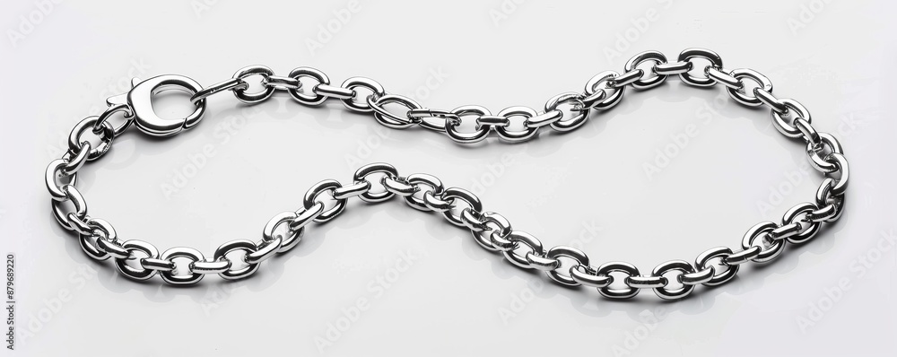 Isolated silver chain on white background mockup, 4K hyperrealistic photo Isolated silver chain on white background mockup, 4K hyperrealistic photo