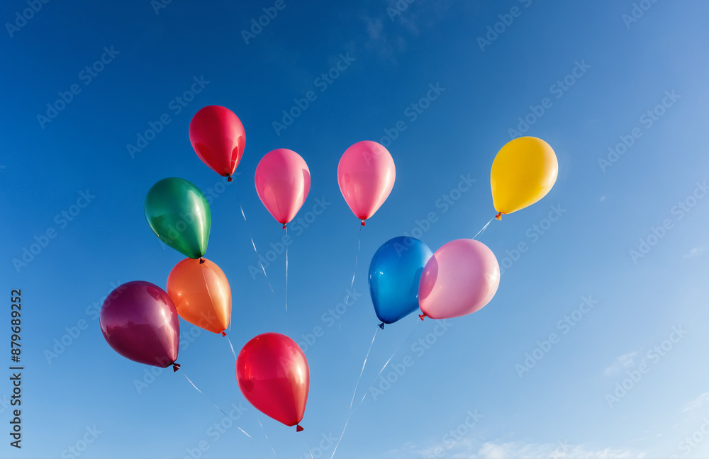 beautiful colourful balloon flying in sunny sky beautiful colourful balloon flying in sunny sky