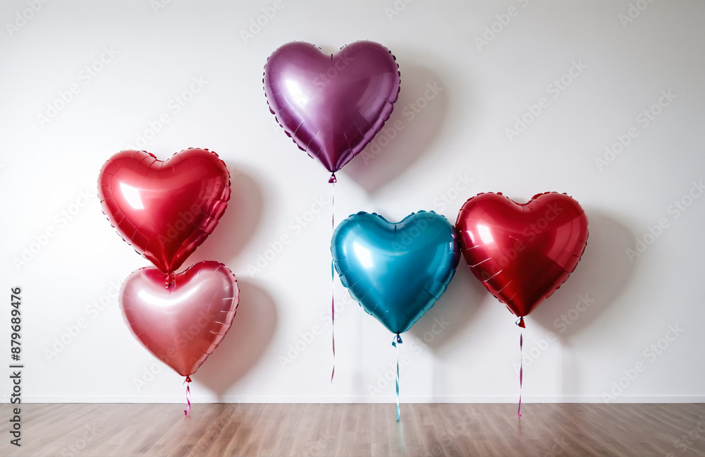beautiful heart-shaped balloon in front on a white wall beautiful heart-shaped balloon in front on a white wall
