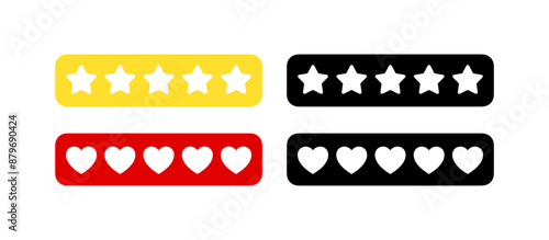 Rating icons stars and hearts