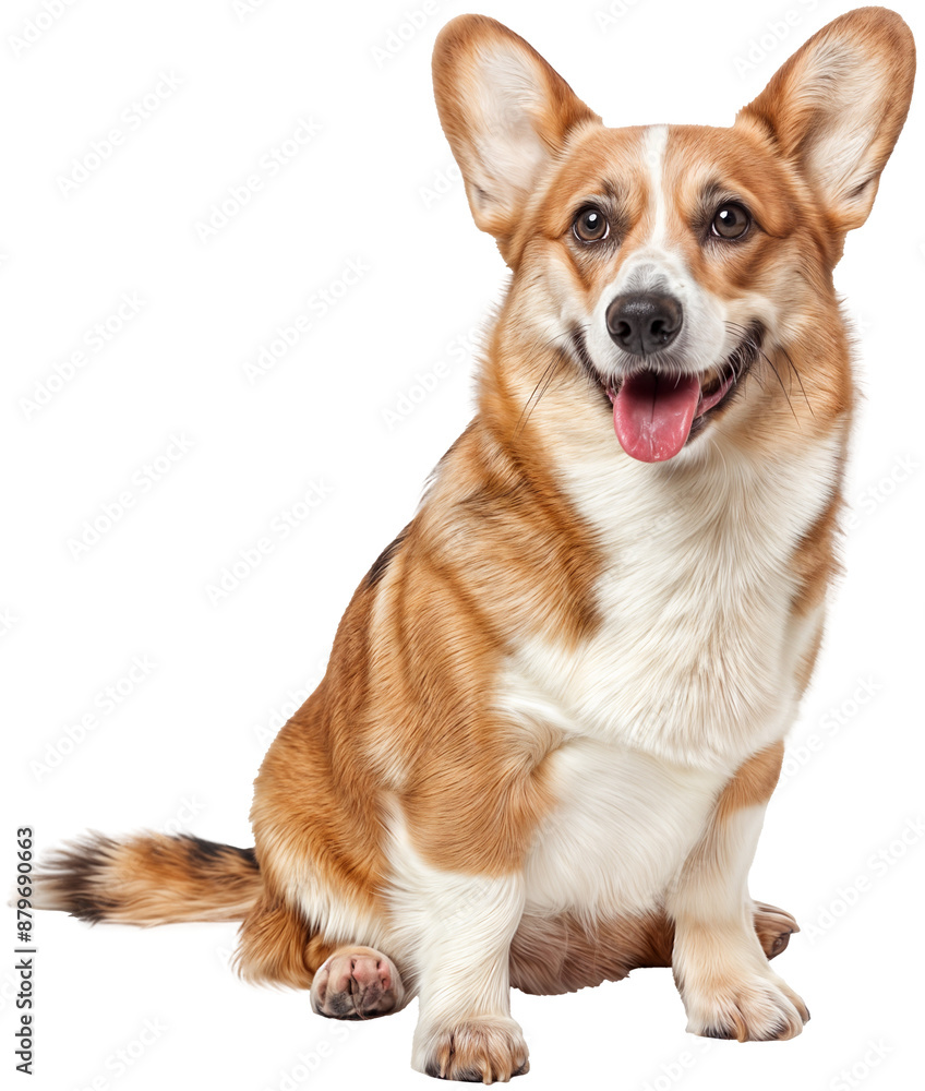 Cheerful Pembroke Welsh Corgi Sitting on Transparent Background, Perfect for Pet Care Advertising and Dog Breed Projects Cheerful Pembroke Welsh Corgi Sitting on Transparent Background, Perfect for Pet Care Advertising and Dog Breed Projects