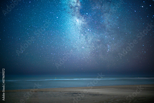 Foto Milky Way Over Atlantic Ocean at Isla Canela Beach