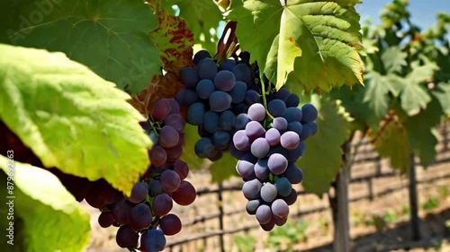 Wallpaper Mural Vineyard with bright bunches of ripe grapes hanging from vines Torontodigital.ca