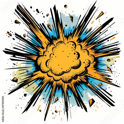 Vibrant Comic Book Style Explosion with Dynamic Colors and Bold Lines