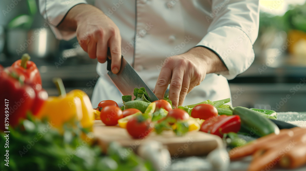 Restaurant chef, close-up of a chef sautéing ingredients in a pan, busy kitchen setting, warm indoor lighting, dynamic and energetic atmosphere, steam and sizzling food visible Restaurant chef, close-up of a chef sautéing ingredients in a pan, busy kitchen setting, warm indoor lighting, dynamic and energetic atmosphere, steam and sizzling food visible