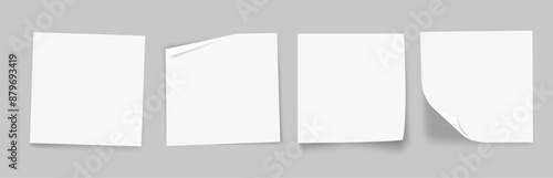 paper squares white tags realistic with shadow