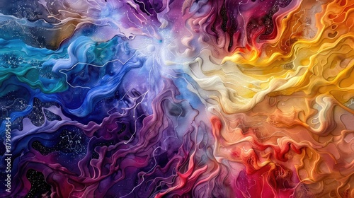 Wallpaper Mural abstract watercolor depiction of a nebula with dynamic brushstrokes and vibrant hues Torontodigital.ca