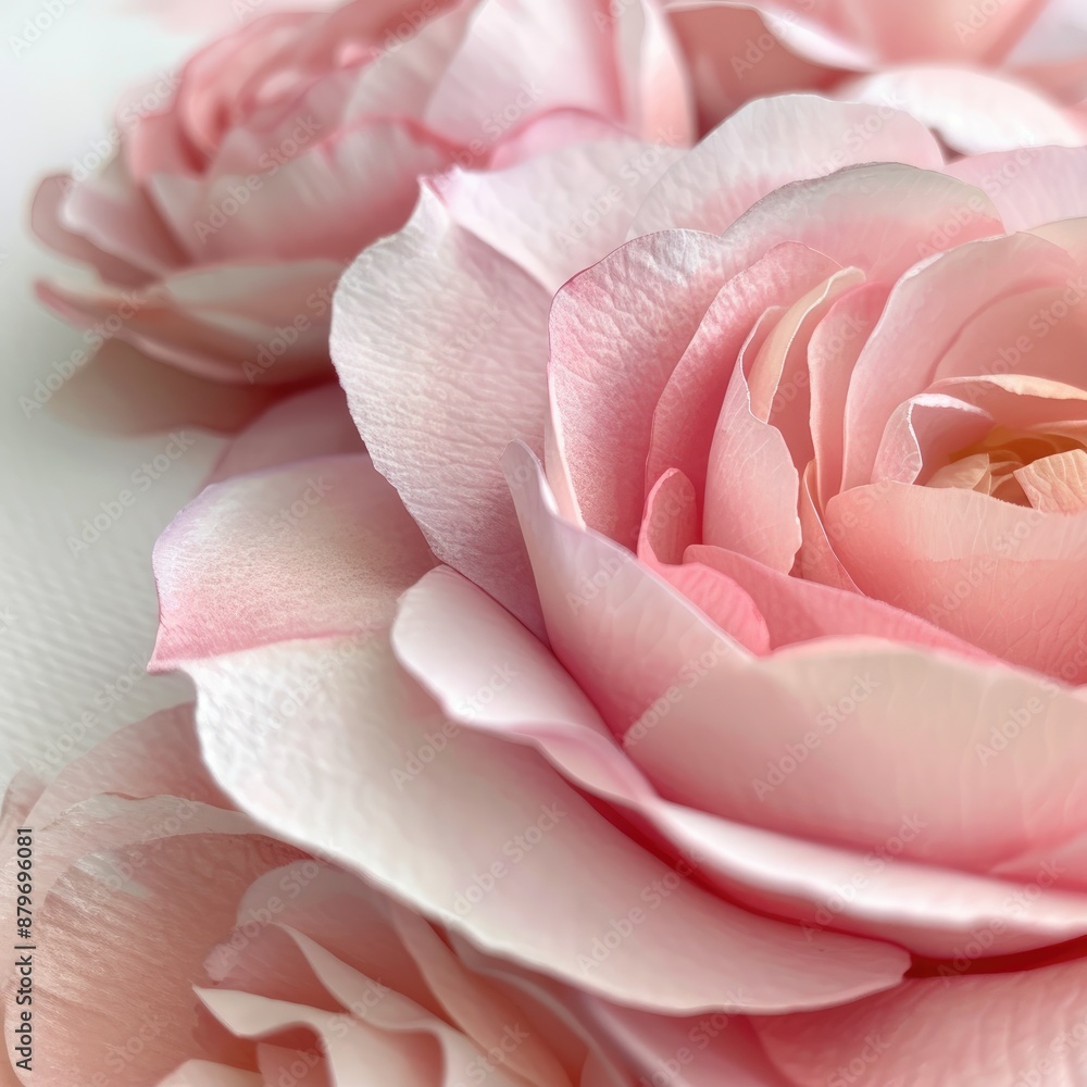 Close-up of watercolor rose details on a white background Close-up of watercolor rose details on a white background