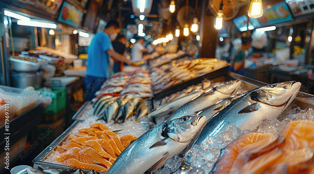 Obraz premium A fish market on street. Generative AI.