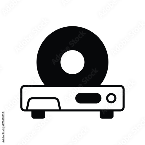 dvd player glyph icon with white background vector stock illustration