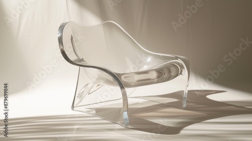 A modern side chair with a clear frame and ergonomic shape