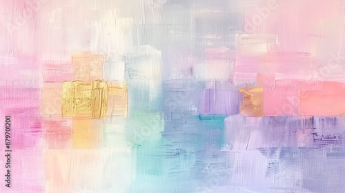Soft, dreamy abstract painting with pastel colors.
