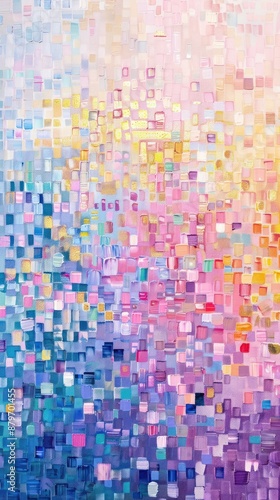 Abstract mosaic of pastel squares with gradient look.