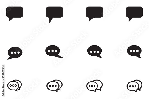 Collection of Speech Bubble Icons Featuring Chat Symbols and Communication Designs for Messaging Apps
