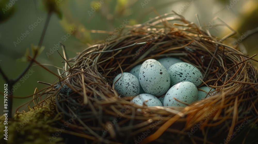 Obraz premium Detailed view of a kingfisher’s nest with smooth, white eggs