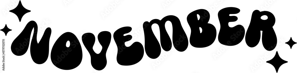 November Bubble Text with Sparkles in Black November Bubble Text with Sparkles in Black