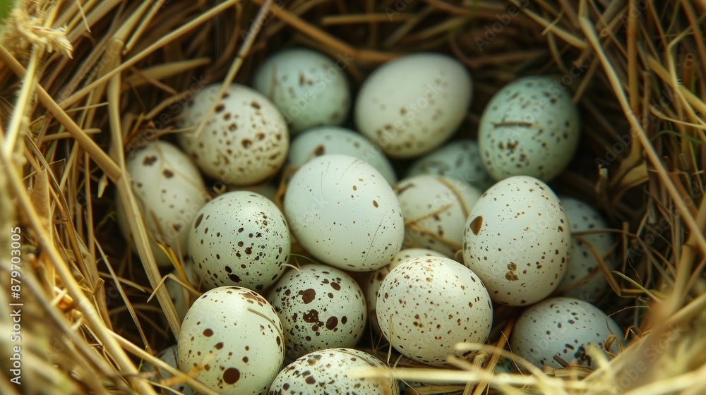 Obraz premium Detailed view of a kingfisher’s nest with smooth, white eggs
