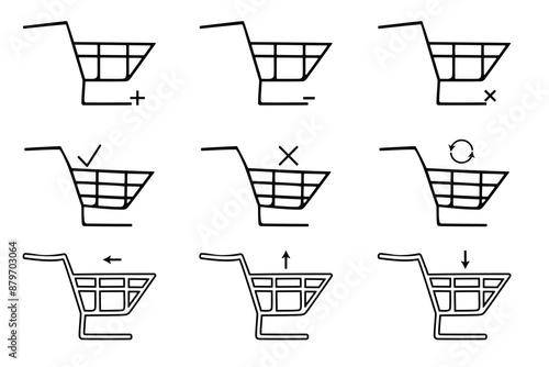 Shopping cart vector icon set. Trolley illustation icon set. Shopping basket icon for deisgn