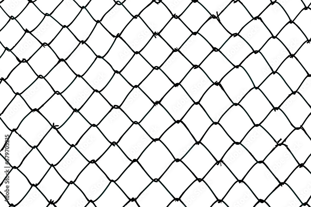 The texture of the metal mesh on a white background. Torn steel, metal mesh with holes The texture of the metal mesh on a white background. Torn steel, metal mesh with holes