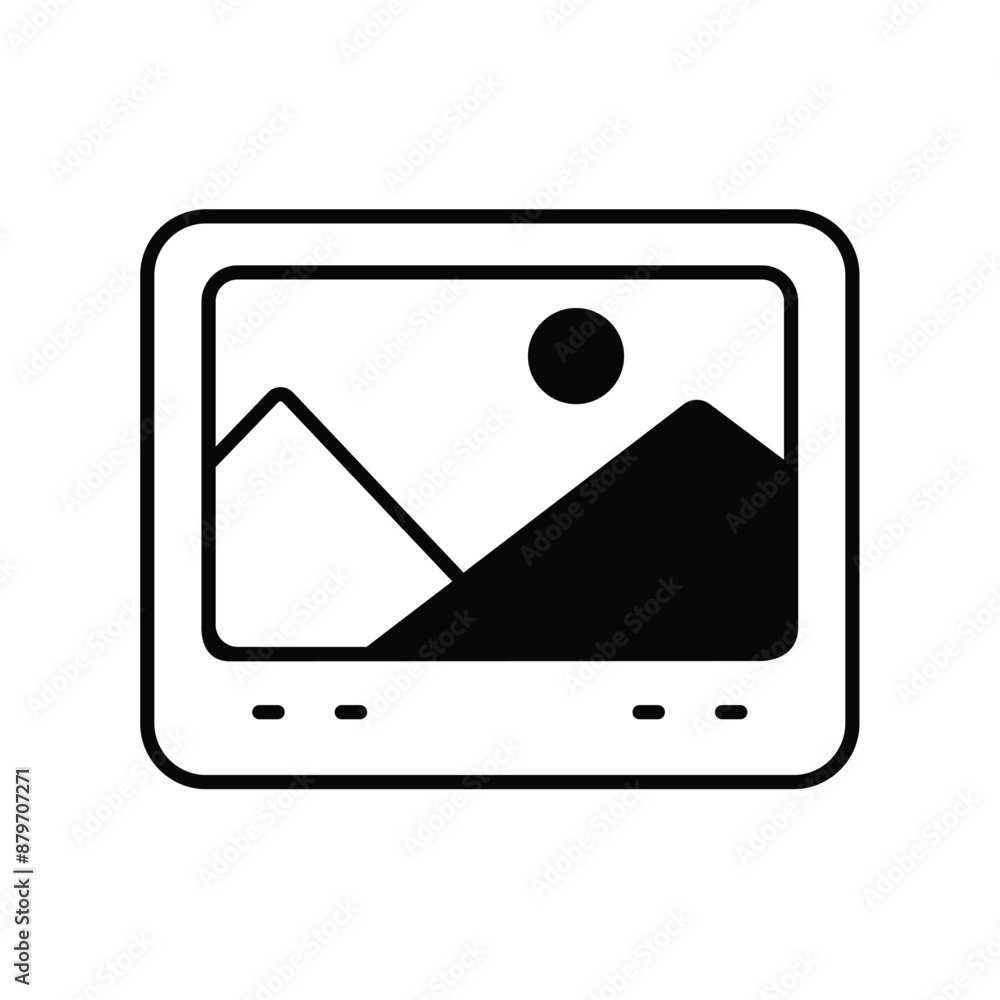 digital photo frame glyph icon with white background vector stock illustration digital photo frame glyph icon with white background vector stock illustration