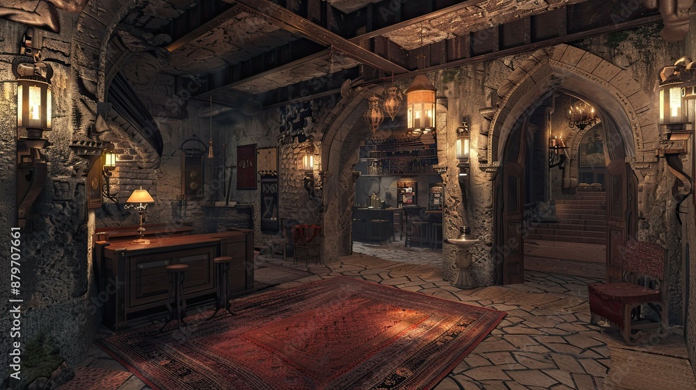 Fototapeta premium Spellbound Marketplaces. AI generated art illustration.