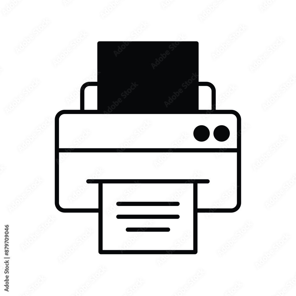 printer glyph icon with white background vector stock illustration printer glyph icon with white background vector stock illustration