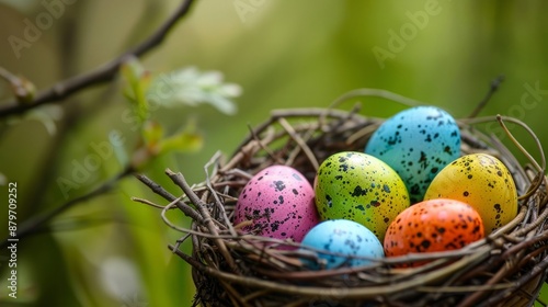 Warbler eggs: tiny and brightly colored, nestled within the natural nest