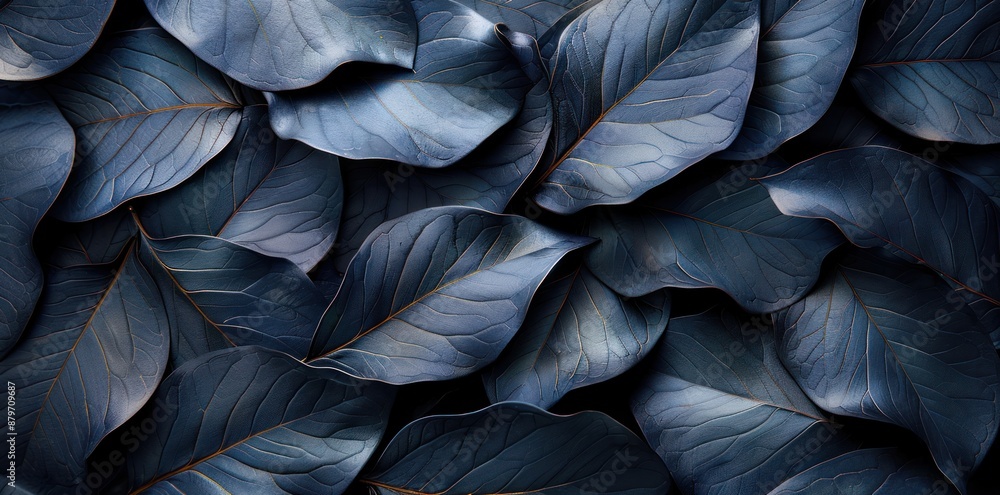 Fototapeta premium Dark Blue Leaf Pattern