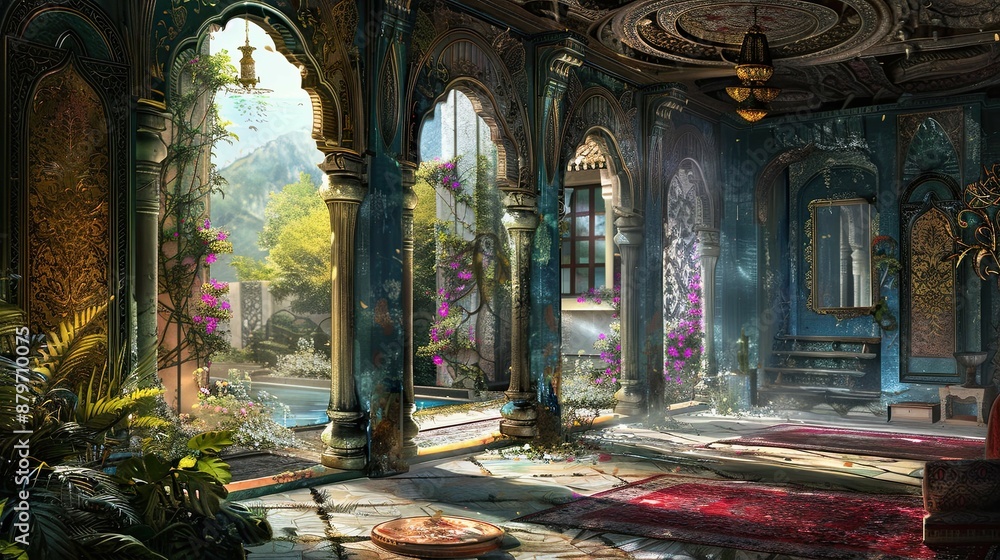 Obraz premium Untouched Antiquity Realms. AI generated art illustration.