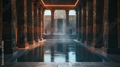 Forgotten Temples. AI generated art illustration.