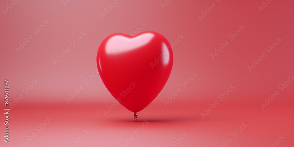 Red heart balloon floating on red background for Valentine's Day. Red heart balloon floating on red background for Valentine's Day.