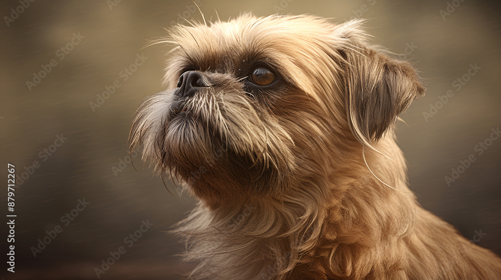 A cute brown small dog looking away with a blurred background A cute brown small dog looking away with a blurred background