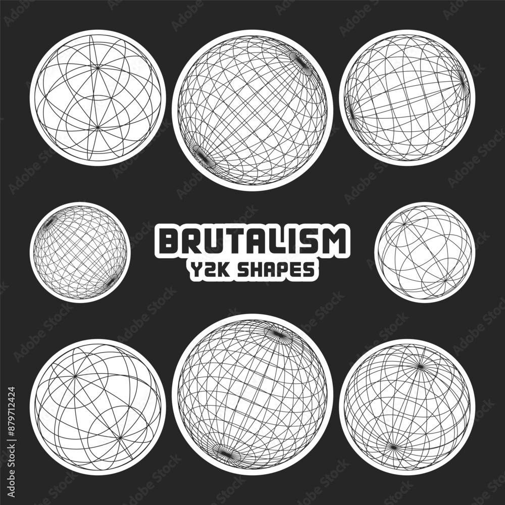 Wireframe shapes, lined sphere. Perspective mesh, 3d grid. Modern trendy low poly geometric elements. Retro futuristic design elements, y2k, vaporwave and synthwave style. Vector illustration Wireframe shapes, lined sphere. Perspective mesh, 3d grid. Modern trendy low poly geometric elements. Retro futuristic design elements, y2k, vaporwave and synthwave style. Vector illustration