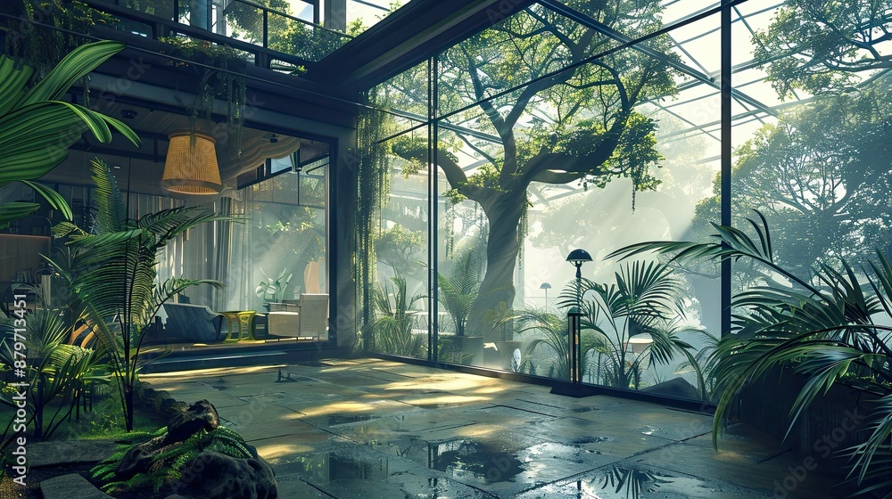 Glass Tree Palace in the Heights. AI generated art illustration. Glass Tree Palace in the Heights. AI generated art illustration.