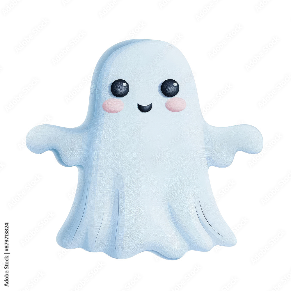 A cute, cartoon ghost with big eyes and a friendly smile. Perfect for Halloween decorations or children's illustrations. A cute, cartoon ghost with big eyes and a friendly smile. Perfect for Halloween decorations or children's illustrations.