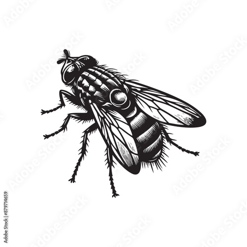 Fly insect vector illustration, Fly icon silhouette vector illustration