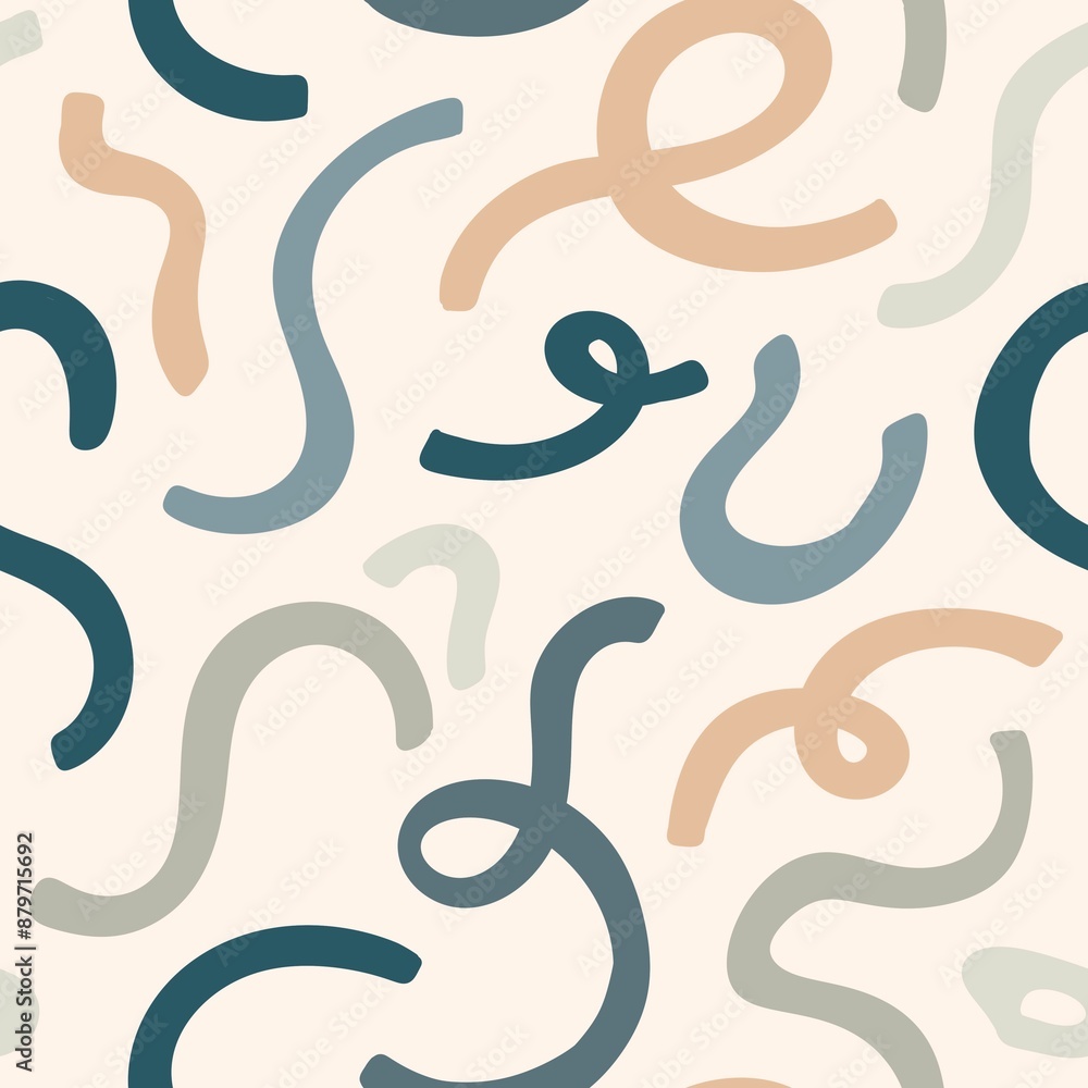 Aesthetic Contemporary printable Modern abstract seamless pattern, hand draw paper design, elegant line brush shapes and line in blue color. boho background in minimalist mid century style Aesthetic Contemporary printable Modern abstract seamless pattern, hand draw paper design, elegant line brush shapes and line in blue color. boho background in minimalist mid century style