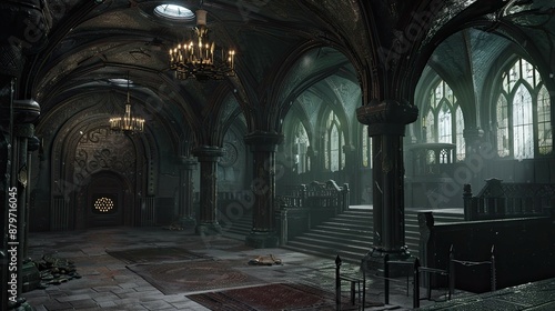 Magical Architecture. AI generated art illustration.